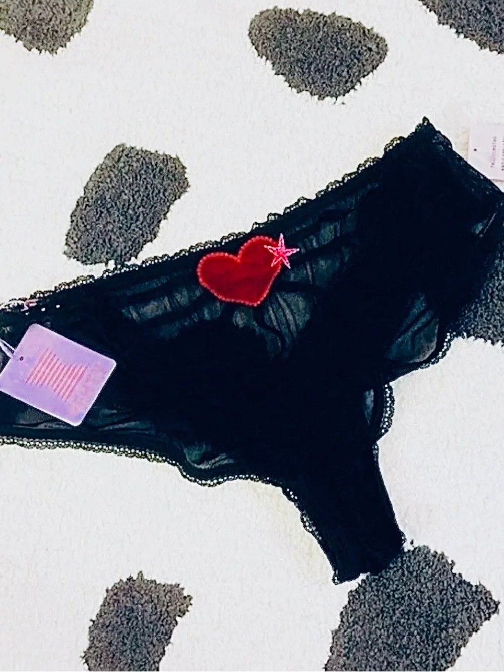 NWT Savage x Fenty XL Rihanna Valentines Day Heart Mesh Bra Panties Lingerie Set